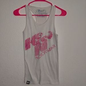 K&N Motorwear tank top racer back white and pink with jeweled logo on back